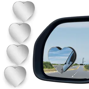 Blind Spot Mirror 4 Pack Cute Car Accessories for Women Heart Shaped Valentines Gifts for Girlfriend Car Essentials Side Blindspot Mirrors Wide Angle Mirrors Adjustabe Convex Rear View Mirror