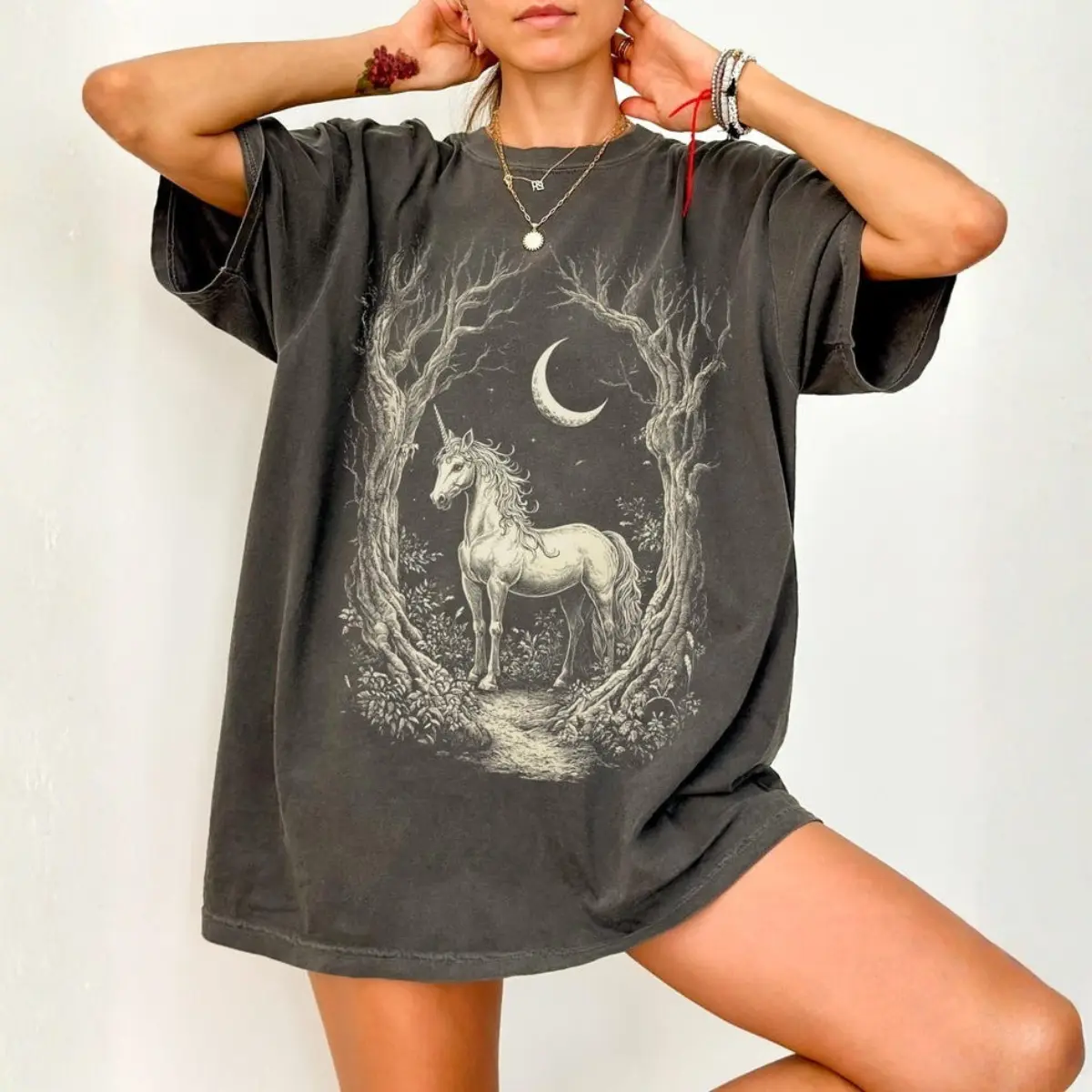 Comfort Colors Magical Unicorn TShirt, Whimsical Moonlight Tee, Cute Gift for Unicorn Lovers, Celestial Fashion, Perfect for Fantasy Lovers