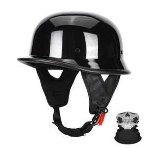 DOT Certified Vintage Open Face Motorcycle Helmet – Lightweight German Style Half Helmet for Cruiser Scooter Riders