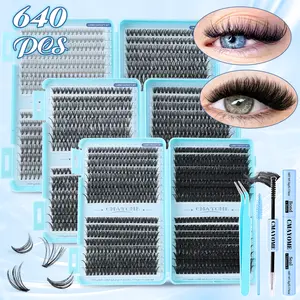640 Clusters 10-16mm DIY Lash Kit, 10D-100D Mix Density, Complete Kit with Glue & Tweezers, Natural Fine, Lightweight Soft, 3D Layered, Dramatic, Eye-Enhancing, Beginner-Friendly, Daily/Outdoor, Spring Stock-Up, Makeup