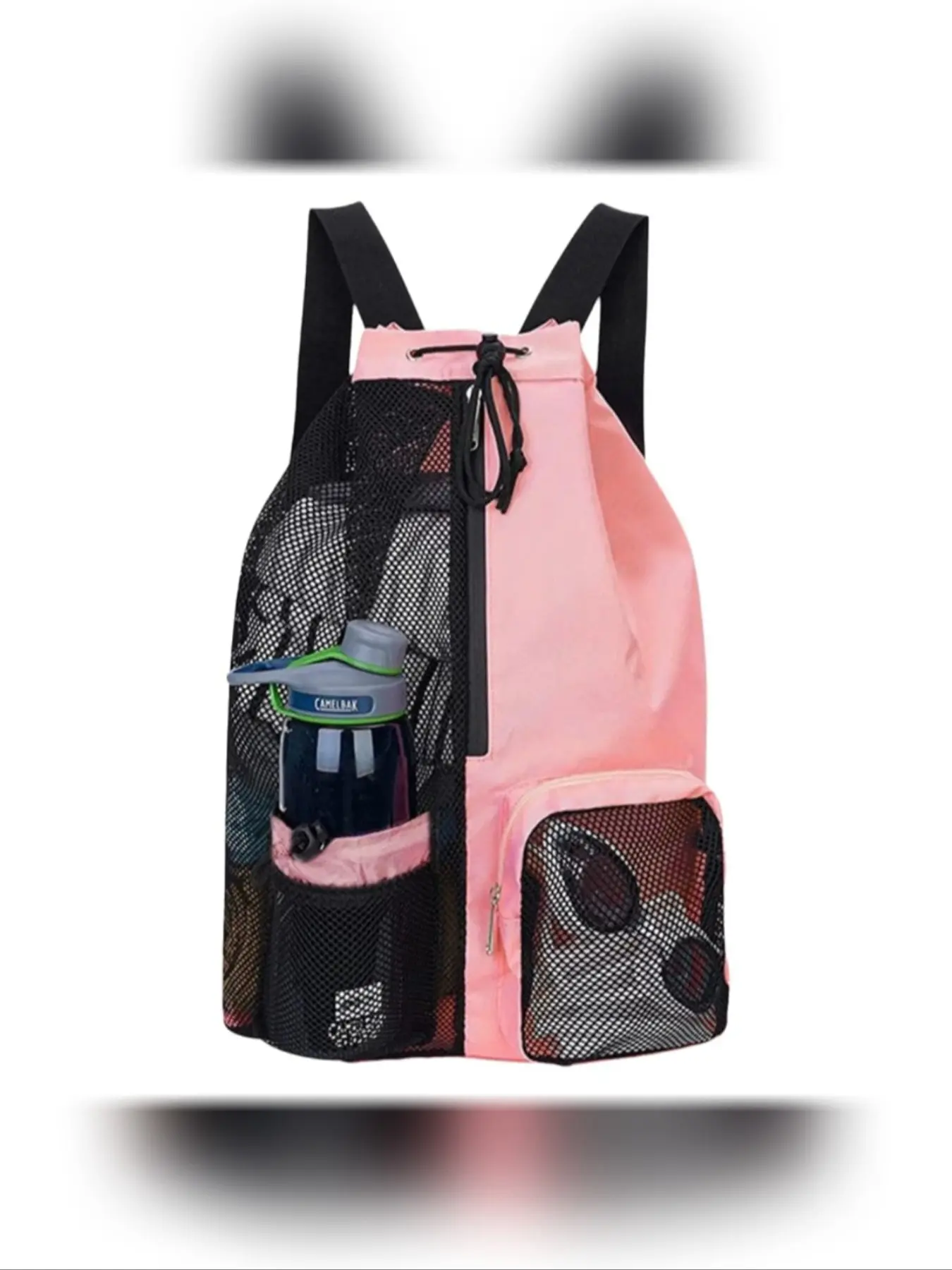 Outdoor Swimming Bag Mesh Drawstring Wet Bag Large Capacity Travel Beach Backpack Portable Shoulder Bag for All Seasons Swimming Accessories