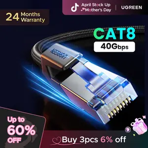 UGREEN Cat 8 Ethernet Cable 6FT, High Speed Braided 40Gbps 2000Mhz Network Cord Cat8 RJ45 Shielded LAN Cables Compatible for Gaming PC Modem Router Noise Streaming Networking Devices，#SummerVibes,mothersdaygift