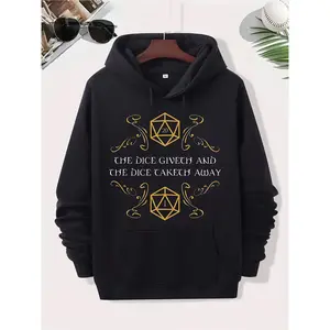 D20 Dice Hoodie - Inspired by the "Give and Take" RPG Game from <   Dungeons &amp;     Dragons >   , Loose Pullover with Pockets, Machine Washable, Winter Warmth, Suitable for Tabletop Role-Playing Enthusiasts