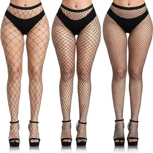 3 PCS Black Fishnet Stockings for Women, Fish Nets Women Tights, Fishnet Tights Ladies Plus Size One Size Fit All Women's Hollow
