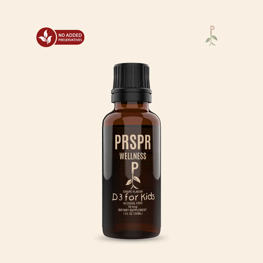 PRSPR Wellness Edible Kids' Natural Liquid Vitamin D3 Dietary Supplement - Supports Immune System, Cognitive Functions, Brain Health, Children