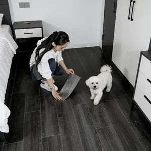 30/50 pieces wood grain self-adhesive floor tiles - 5.91 inches x 15.75 inches thickened IX, wear-resistant and easy to clean vintage wood grain, suitable for living room, bedroom, kitchen, Bathroom, durable home decoration, wood grain wall panel