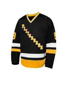 Men's Ice Hockey Jersey 58 black Embroidered Casual Training T-Shirt, Sporty V-Neck Long Sleeve, Loose-Fitting All Seasons Athletic Sports Clothing