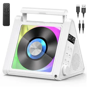 CD Player Portable with Dual HiFi Speakers,Bluetooth CD Player with 8 Light Modes,Triangle Design Speaker with Remote Control/Optical Output/USB/3.5mm Headphone Jack for Home Music Lover Gift