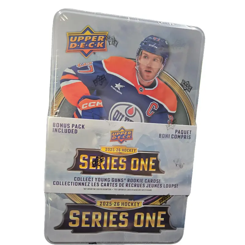 UPPER DECK 2025-26 NHL HOCKEY Series ONE Collectors Tin with Bonus Pack - Perfect for Fans and Collectors - Includes Latest NHL HOCKEY Series ONE Cards