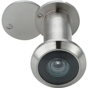 Peephole Front Door Viewer with  Cover, One-Way 220 Degrees in Satin Nickle