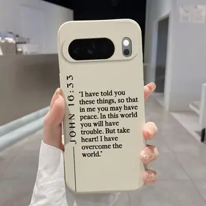 Rounded Edge Phone Case for Google Pixel 10 9 XL 8 7 Pro A  Divine Peace Promise Pattern Anti-Scratch Shockproof TPU Bumper Drop-proof Cover Cellphone Protective