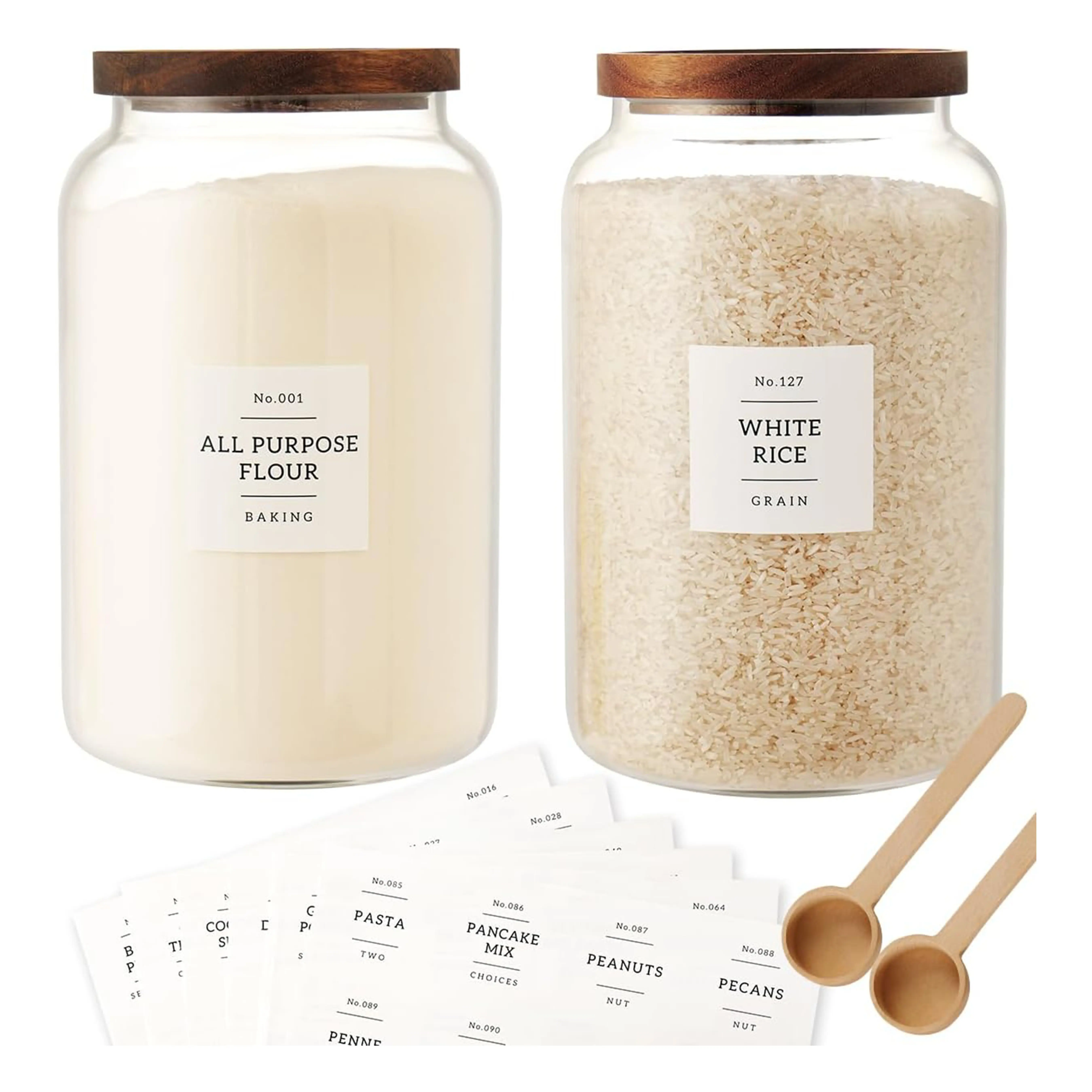 2 PCS Large Glass Jar with Airtight Lid, Glass Food Storage Jars for Tea,Spice,Cereal, Egg,Flour,Coffee and More