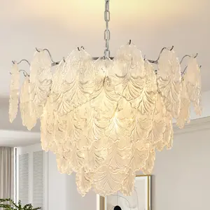 31'' 12-Lights Luxury Large Tiered Round Clear Glass Gold Chandelier(Bulbs Not Included)