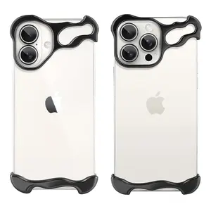 Bezel-less Aluminum Metal Phone Case with Induvial Lens Protector Cover,Frameless Metal Lightweight,Minimalist Protective Phone Shell, Shock Absorption