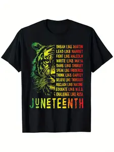 Juneteenth Shirt Dream Like Leaders Black History Women Men T-Shirt, Fashionable Cotton Top Short Sleeve, Street Style Short T-shirt, Comfortable Suitable for Men'S T-shirt, Crew Collar T-shirt, Super Soft, Breathable, Moisture Absorbent, Men'S Gift