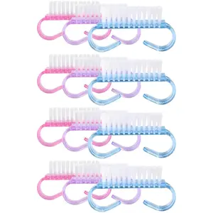 12-piece handle nail brush set (3colors), nail scrub cleaning brushes for toe and fingernail care, pedicure brushes for men and women