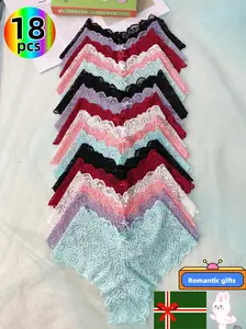 HH    18-piece set of floral lace panties with bowknots. Breathable, comfortable, lace design, suitable for camping, dinners. Women's apparel. Thanksgiving outfit, Merry Christmas. Home comfort. Underwear for women, thong, ladies' intimates.