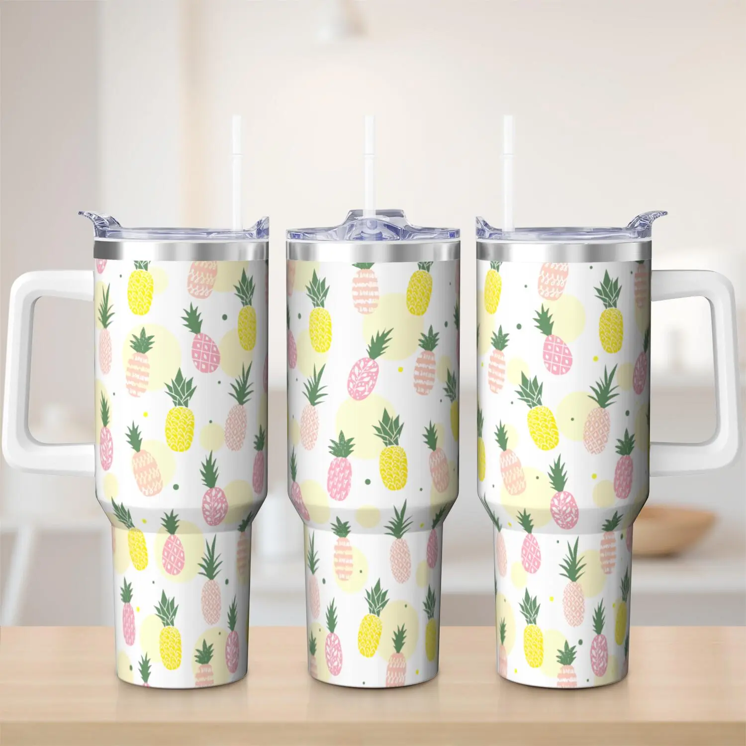 Ceovfoi 40oz Portable Pineapple Hydration Tumbler with Handle and Lid, Reusable Water Bottle for Kitchenware Use, Bottles, Water Bottles