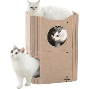 Durable Felt Cat Cube Bed for Indoor Kittens