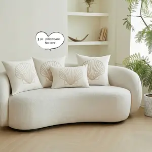 Four-season universal modern simple ocean style simulation embroidery shell pillow office home sofa bedside cushion backrest pillowcase 1 Multipurpose Use Quality Craftsmanship