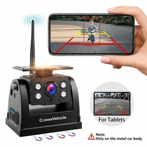 ConewVehicle WiFi Magnetic Solar Backup Camera 10500mAh Rechargeable Battery Wireless for Truck RV Trailer Car Camper Gooseneck Horse Boat Easy Hitching for iPhone iPad Android Travel Safety Night Vision Waterproof