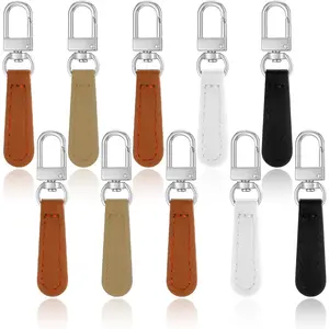 10 count Leather Zipper Pull, Detachable Replacement Zipper Pull Tab, Multicolor Decorative Zippers Tab Replacement for Luggage Backpacks Suitcases Jackets Purses