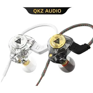 QKZ AK3 in Ear Monitor Headphones, Portable 3.5mm Wired Gaming IEM in-Ear Earphones Ear Buds, HiFi Stereo Headphone Cool White Clear Inear Monitors Earbuds for Singers Musicians with Mic Heavy Bass Headset for Sports/Gaming/Gym