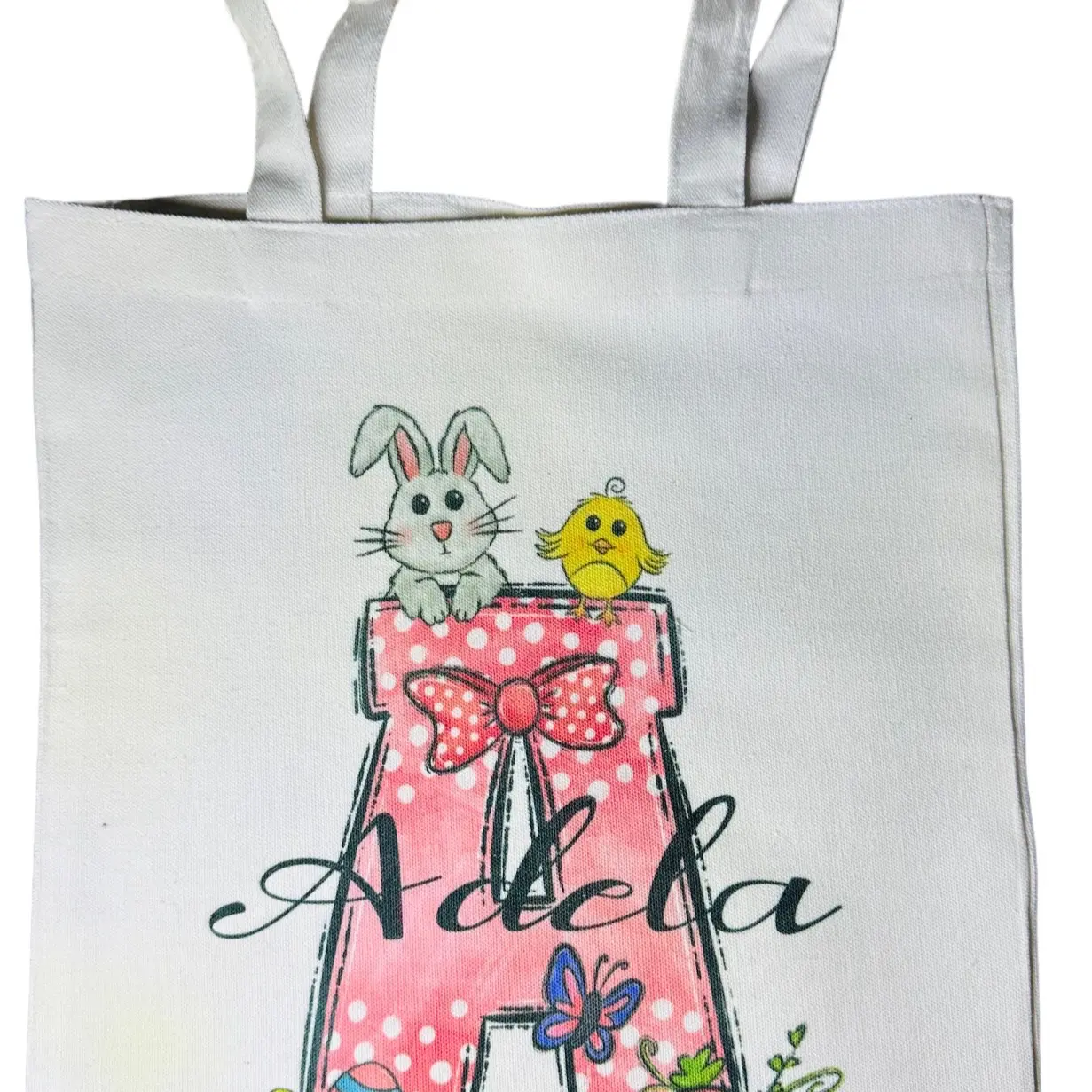 Personalized Easter Tote Bag, Easter Gift for Kids, Personalized Easter Bunny Tote Bag for Kids, Custom Easter Gift Children