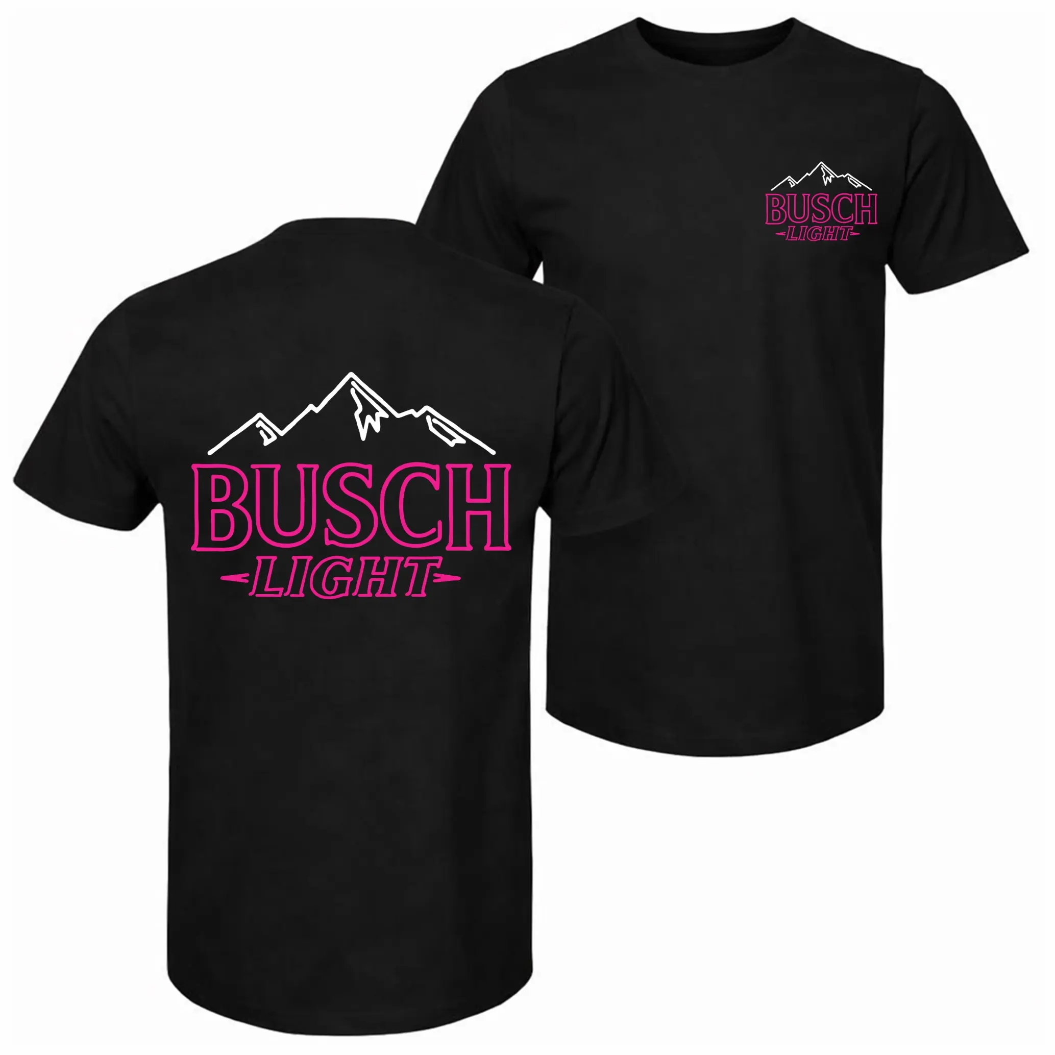 Men's Mountain Crisp Beer Printed Pure Cotton Short-Sleeve Shirt - Unisex Casual Wear, Ideal for Spring and Summer; Cool Graphic Tee featuring a Classic Crew Neck Design; Soft Cotton Fabric, Suitable for All Seasons