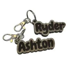 Custom Name Keychain Engraved on Real Barn Wood - Stylish and Unique