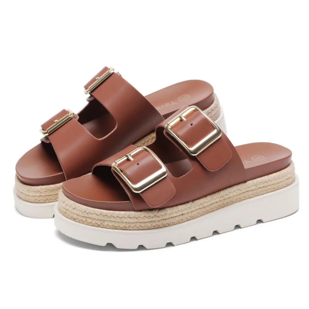 Women's Buckle Strap Sandals Summervibes Open Toe Platform Sandals with Adjustable Dual-Strap Summer Espadrille Platform Comfortable Non-Slip Outsole