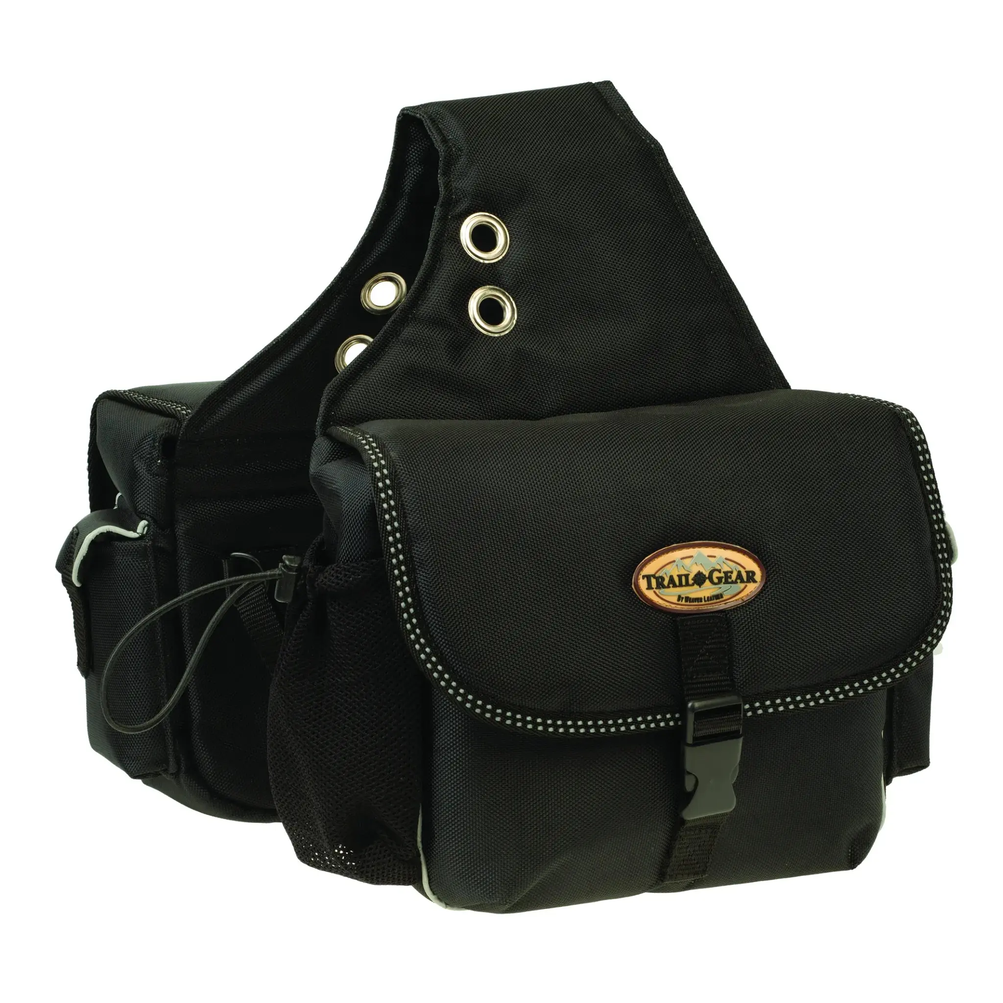 Weaver Leather Trail Gear Horse Saddle Bag - 600D Polyester, Weather-Resistant, Insulated & Reflective Black