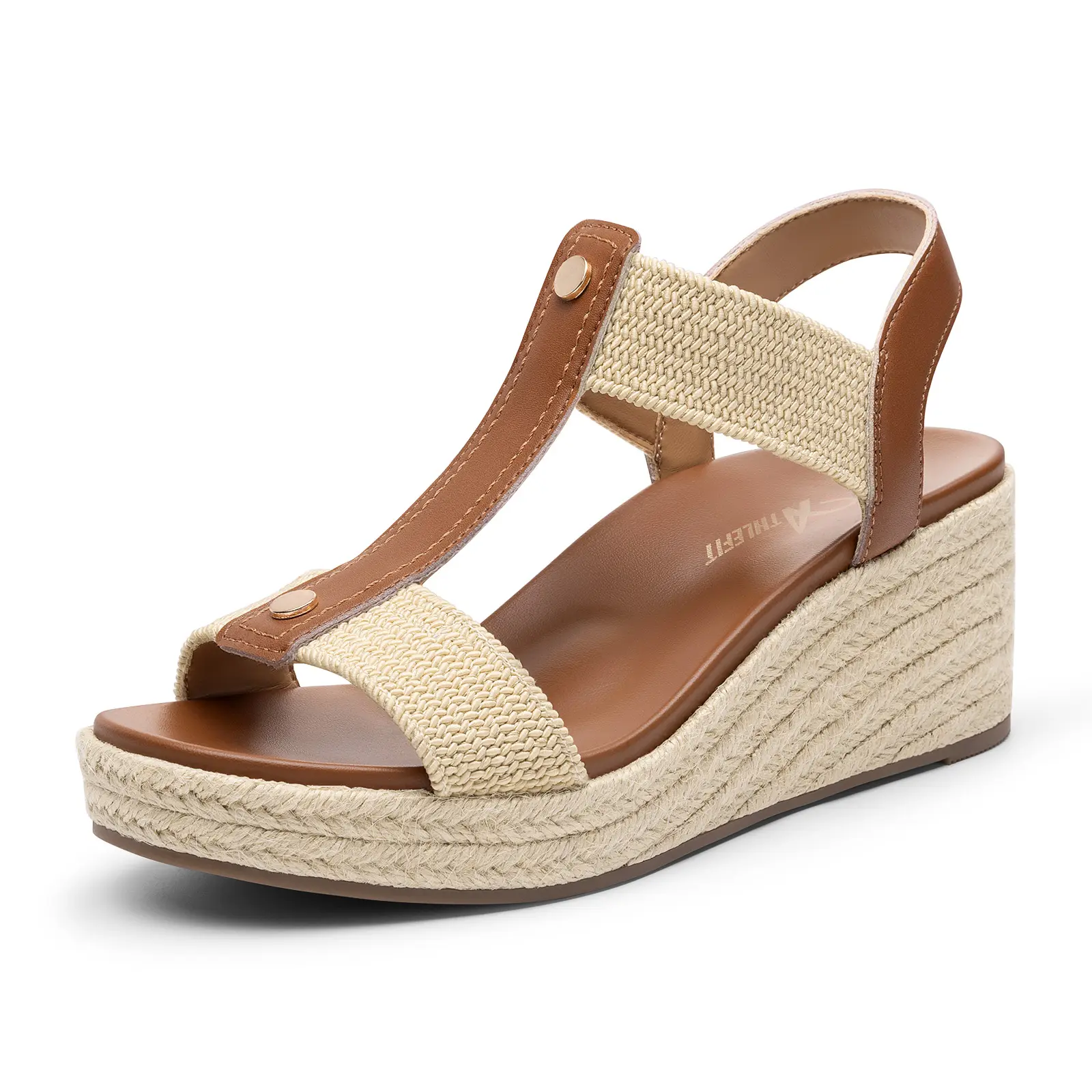 Women's Wedge Sandals, Espadrille Platform T-Strap, Open Toe Dressy Summer Footwear with Comfortable Elastic Ankle Strap, Shoe, Sandals For Women, Platform Sandals