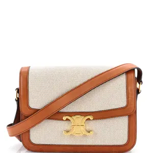 Pre-owned Celine material Messenger Bags Triomphe Shoulder Bag Canvas with Leather Medium by Rebag