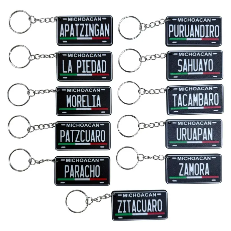 MICHOACAN 3D Mini License Plate Keychains Personalized Plastic PLA Keychains for Cities & Towns in Michoacan  Perfect for Gifts & Collections  Fast USA Shipping