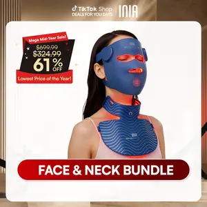 INIA GLOW 940nm 4D Face Mask & Neck Mask Bundle, Deep Dual NIR Repair (940+850nm), Cooling Therapy for Lift, Glow & Wrinkle Reduction, Face to Chest Anti-Aging,Mother's Day Special Gift