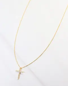 Millville CZ Pave Cross Necklace Gold