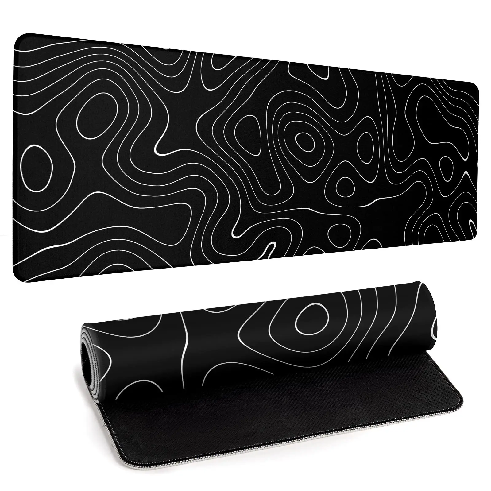 Topographic Extended Big Mouse Pad Large Gaming Desk Pad 31.5x15.75 Inch Long Computer Keyboard Mousepad Non-Slip Base Stitched Edge for Gaming Office