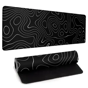 Topographic Extended Big Mouse Pad Large Gaming Desk Pad 31.5x15.75 Inch Long Computer Keyboard Mousepad Non-Slip Base Stitched Edge for Gaming Office