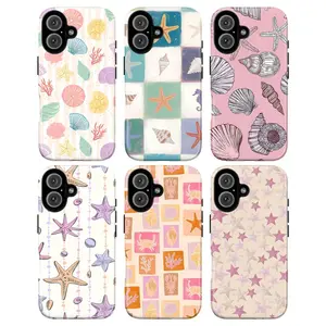 Kawaii Seashell Phone Case – Cute Starfish & Shell Pattern Cover,phone Case Suitable for Iphone 11/12/13/14/15/16/17 Pro Promax Plus Air and Samsung S22/S23/S24/S25 Plus Ultra Fe| Pastel Ocean Beach Aesthetic Case, Unique Gift for Her Him