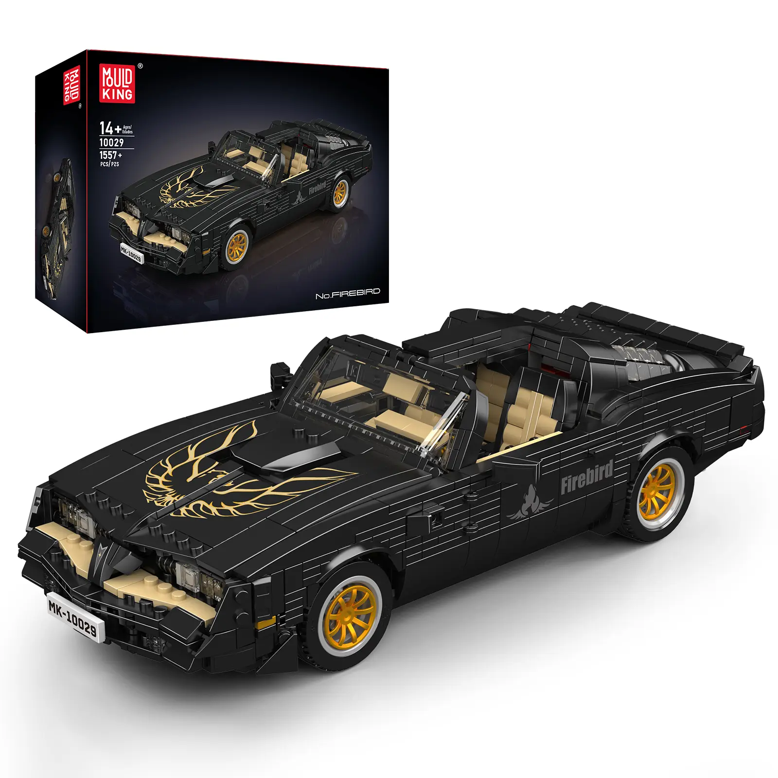 Mould King 10029 Firebird American Sports Car Static Model Building Kit - 1557-Piece STEM DIY Brick Set, Adult Building Blocks Sets, Valentine's Day Collectible Toy