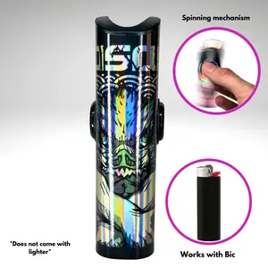 FLKR LYTR: The Boar Hashira Fidget Spinner lighter case for Bic Lighters, High quality polypropylene body for durability, Accessories Matte