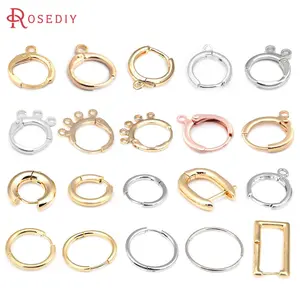 18K Gold Color Brass Round Rectangle Loop Earrings Hoops Earrings  Diy Jewelry Findings Accessories Making Supplies