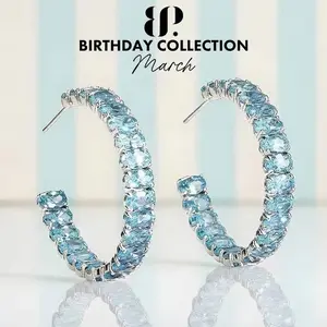 BP March Birthday Earring Collection-Unrevealed with Seal. Beautiful aquamarine stone.