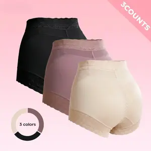 BBEUU Live-only High-Waisted Briefs 3pcs for Women – Tummy Control, Butt Lifting, Lace Trim & Mesh Panels, Elastic Breathable, Non-Slip Strips, Versatile Simple Panty