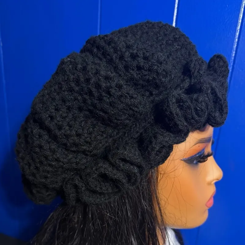 Handmade Crochet Ruffle Bonnet | Adjustable Tie Statement Hat