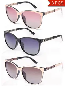3 Pack Women's Polarized Sunglasses, TR Memory Frame Fashion Shades with UV400 Protection