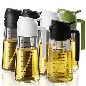 6-Pack Oil Sprayer & Pourer for Kitchen - 470ml Olive Oil Dispenser Bottle, Fine Mist Oil Mister for Air Fryer, BBQ, Salad & Meal Prep - Precision 0.15g Portions, BPA-Free Glass, Leak-Proof & Healthy Cooking