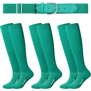 Baseball or Softball Sock and Belt Combo Set 3 Football Baseball Socks with Softball Belt for Kids Youth Adult