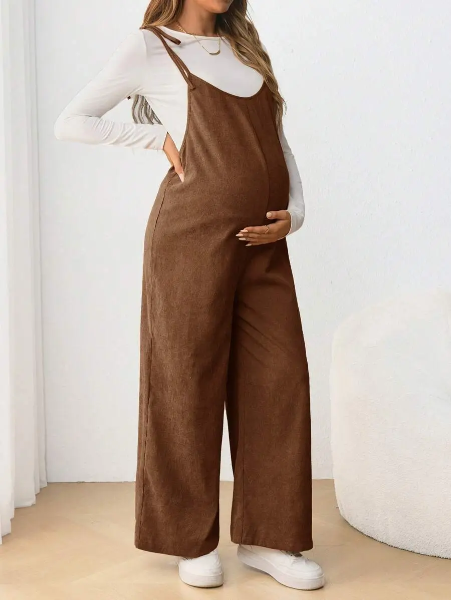 Stride x Maternity Casual Sling Bowknot Jumpsuit, Form Fitting Pregnancy Clothing Fall